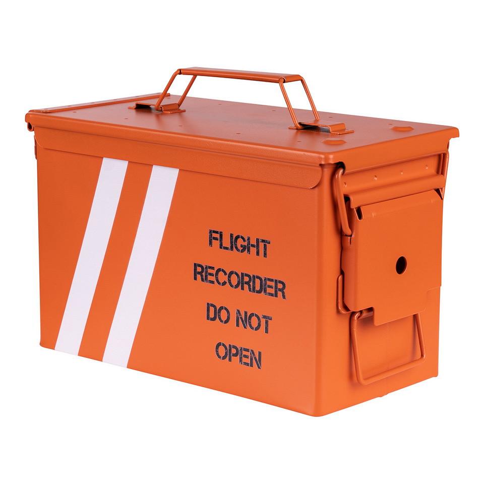 Munitie Kistje .50 ;  Flight Recorder 'DO NOT OPEN' / Afmeting ;  30,2 cm x 15,4 cm x 18,7 cm.-4130-a
